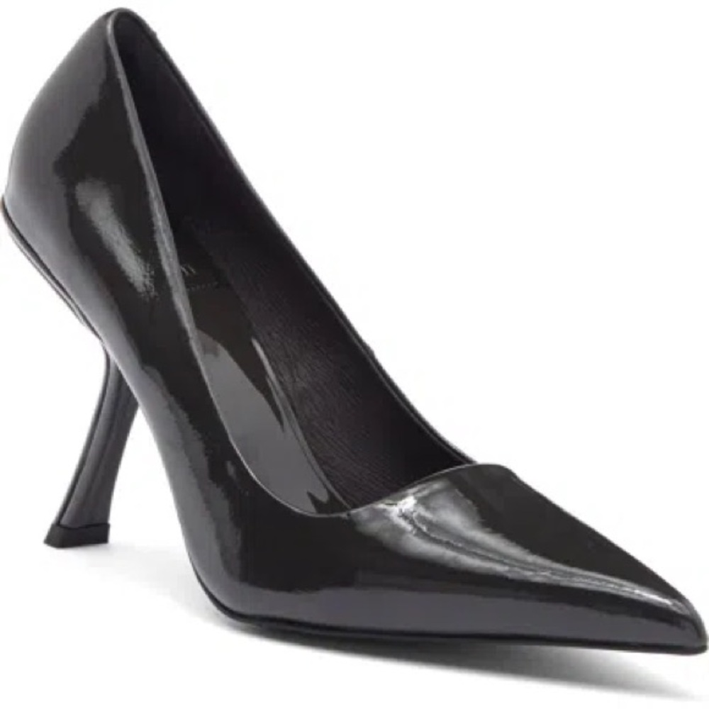 Jeffrey Campbell Sling It Pointed Toe Pump Heels - Dark Grey Patent
